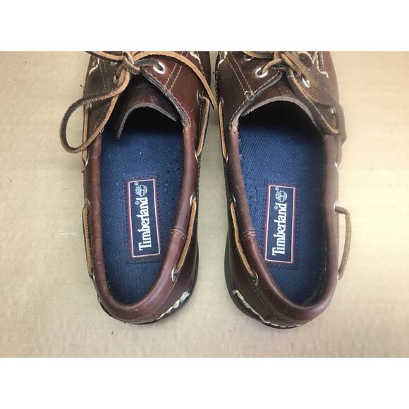 Timberland Classic 2-Eye Deck Shoes Loafers Brown Leather Men 9.5M - Picture 6 of 7